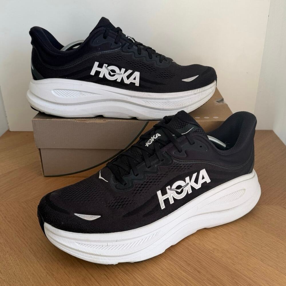 HOKA ONE ONE Bondi 9 Black/White Men Running Sneakers- SZ 13 Wide